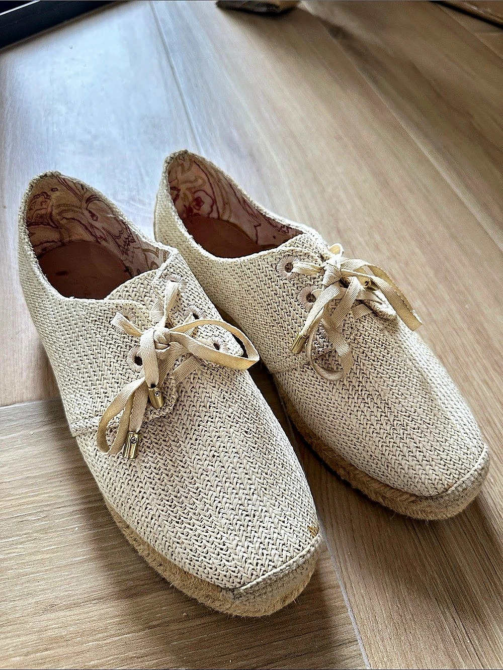Joie lace up Woven Espadrille Shoes Beige US 7 or 38